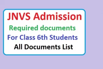 JNVS Admission Required documents